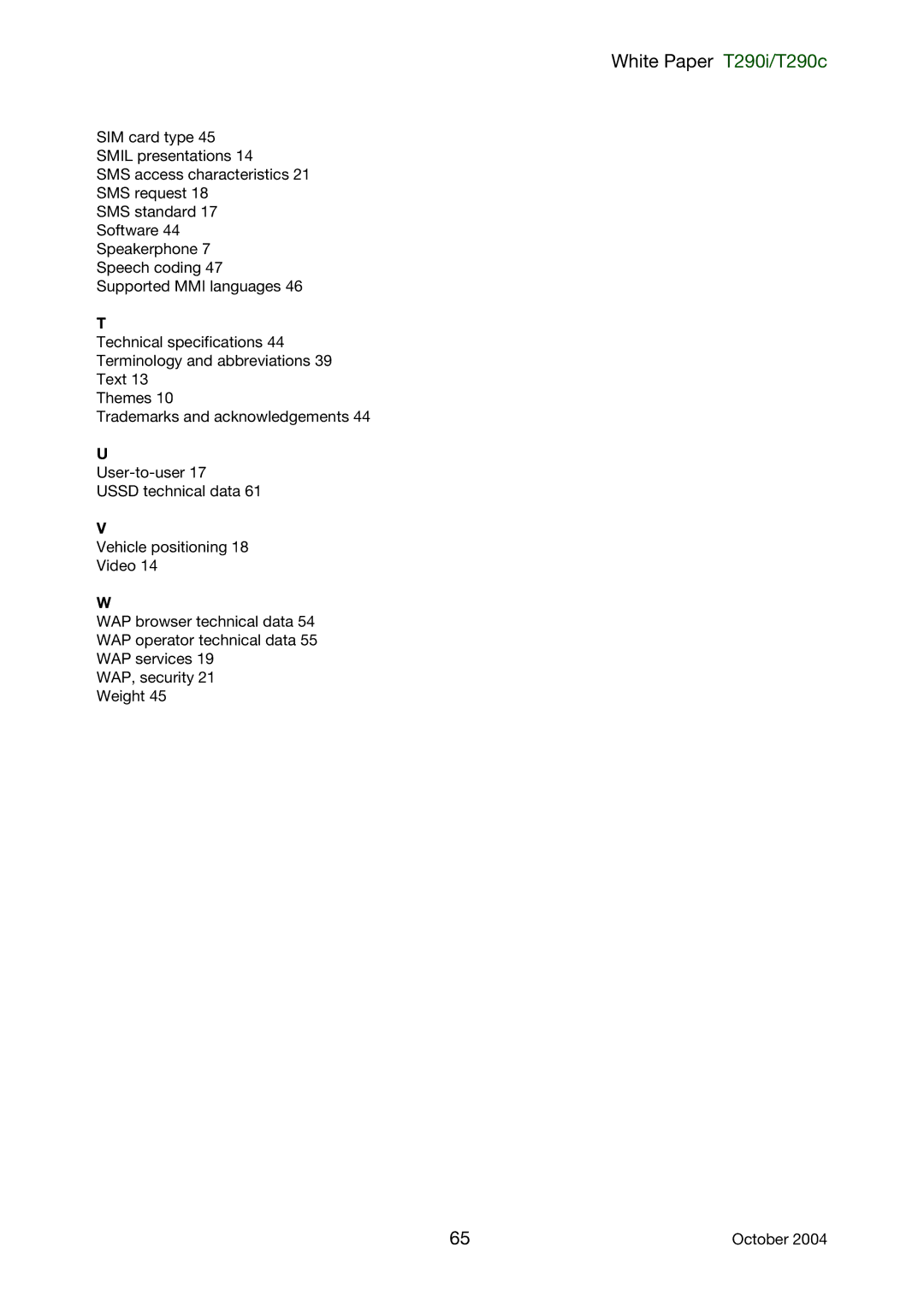 Sony Ericsson manual White Paper T290i/T290c 