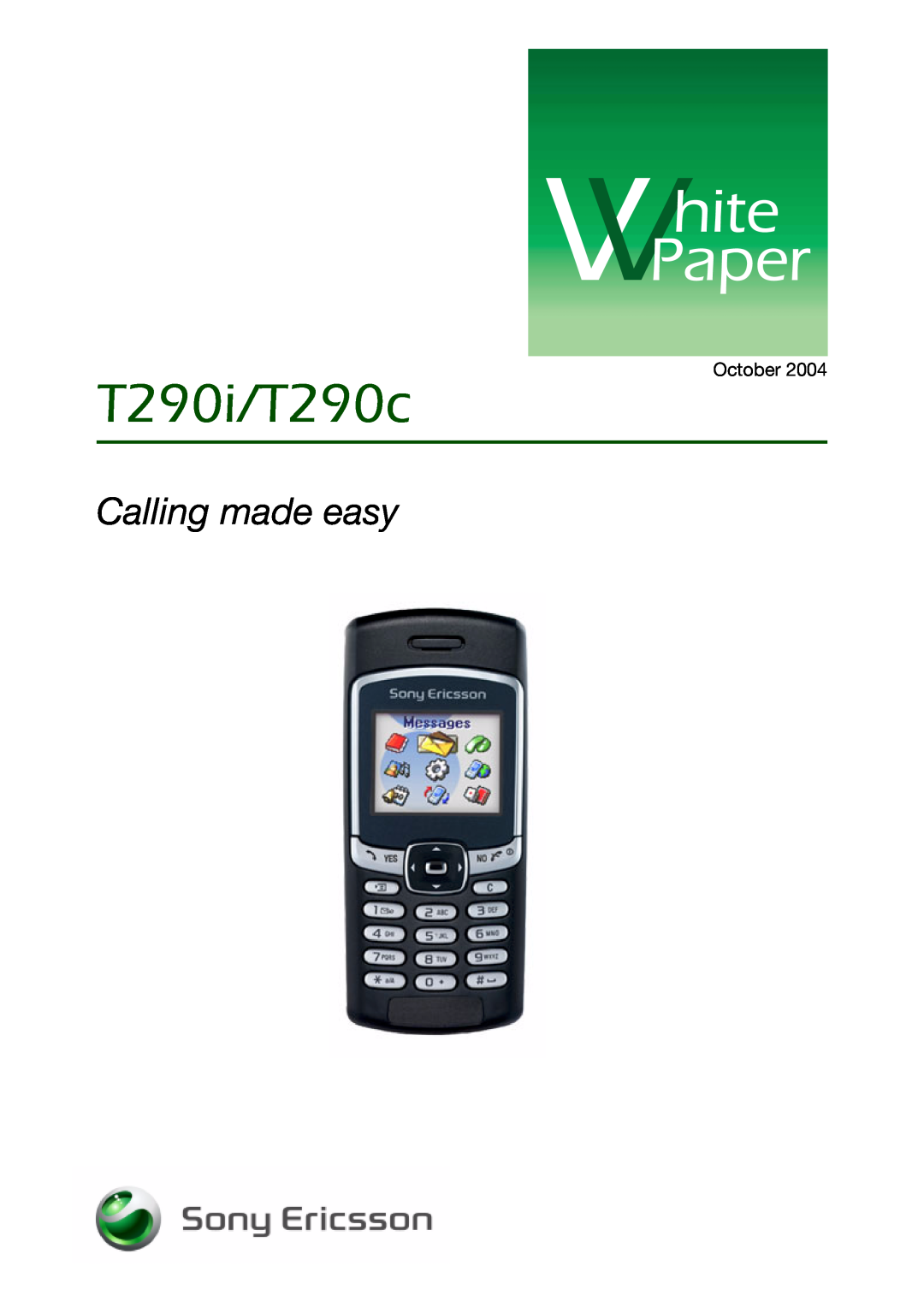 Sony Ericsson manual T290i/T290c, October, Calling made easy 