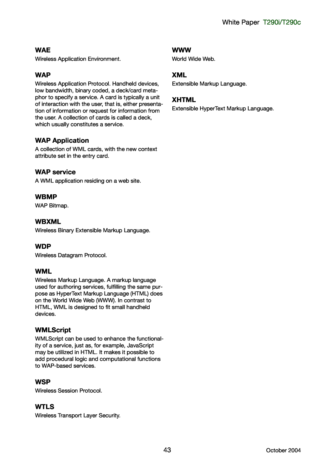 Sony Ericsson T290i, T290c manual WAP Application 