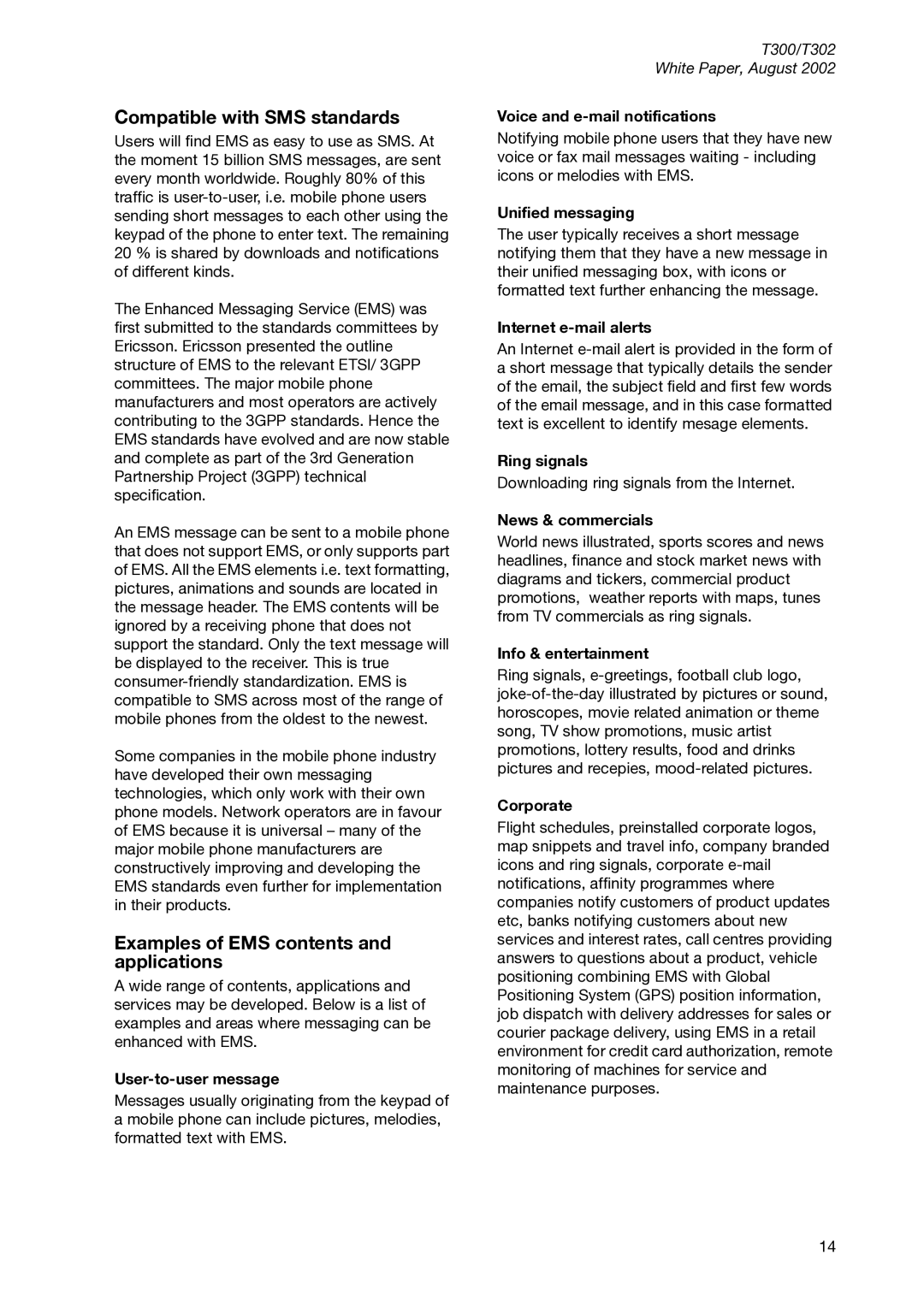 Sony Ericsson T300 manual Compatible with SMS standards, Examples of EMS contents and applications 