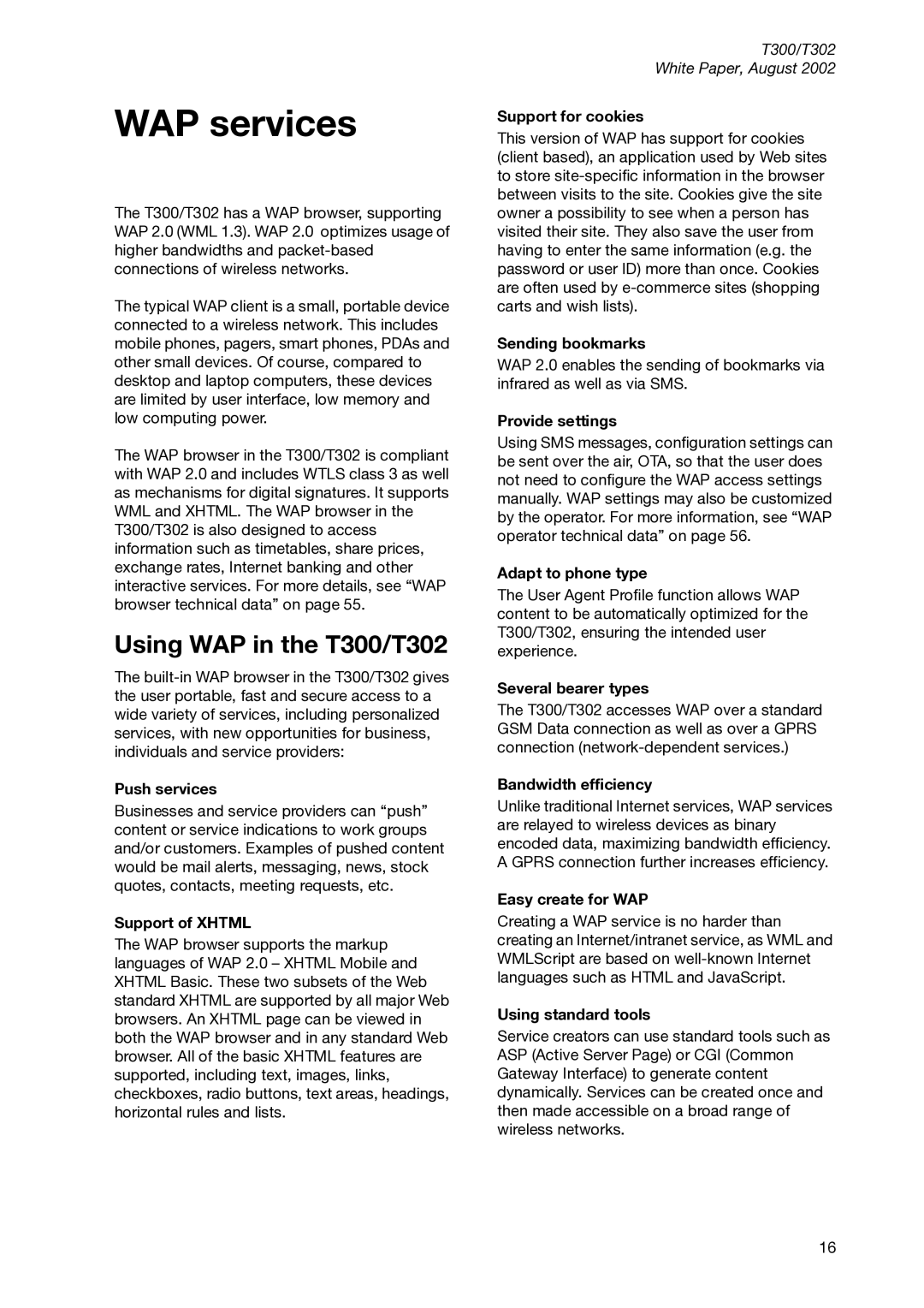 Sony Ericsson manual WAP services, Using WAP in the T300/T302 