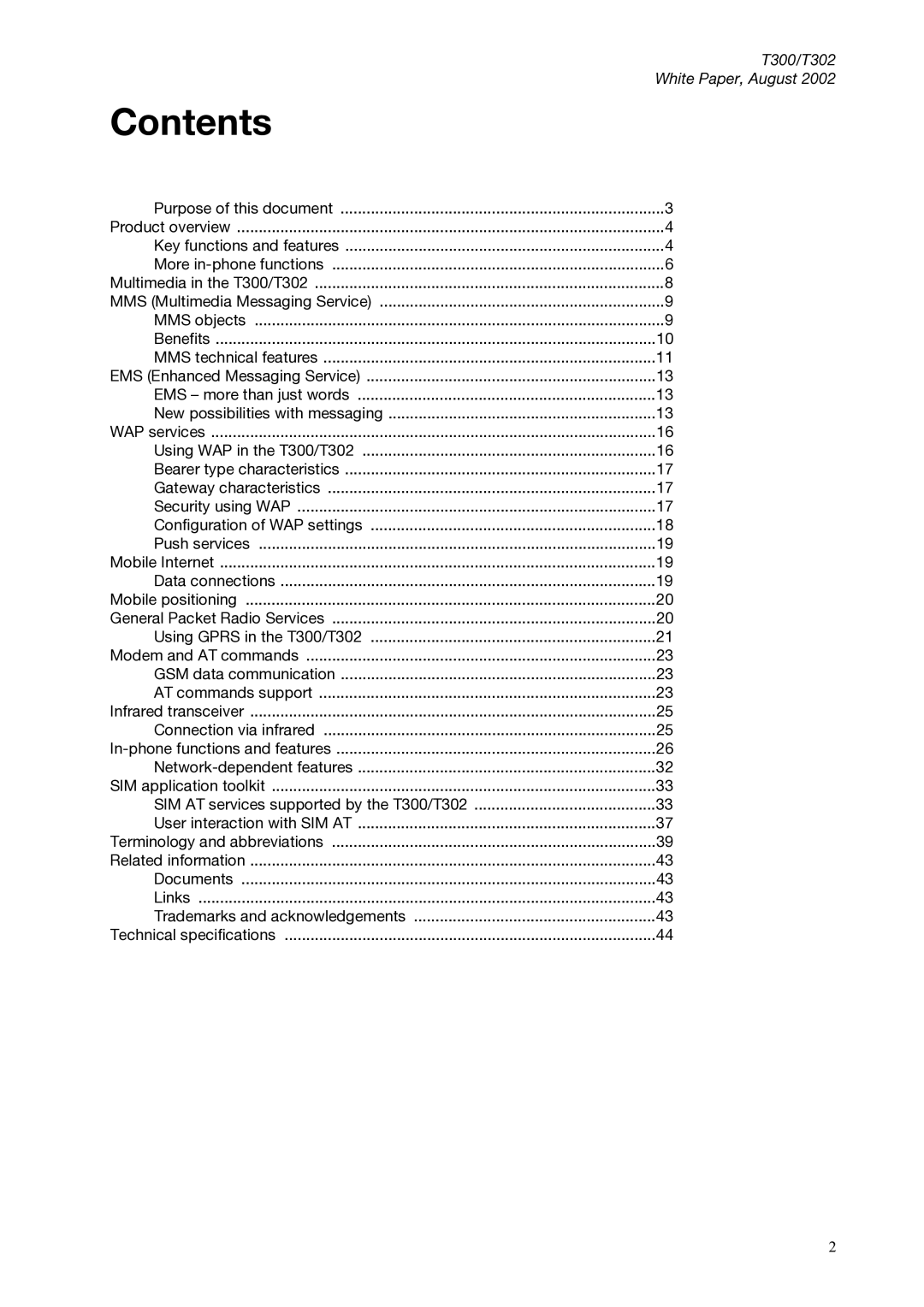 Sony Ericsson T300 manual Contents 