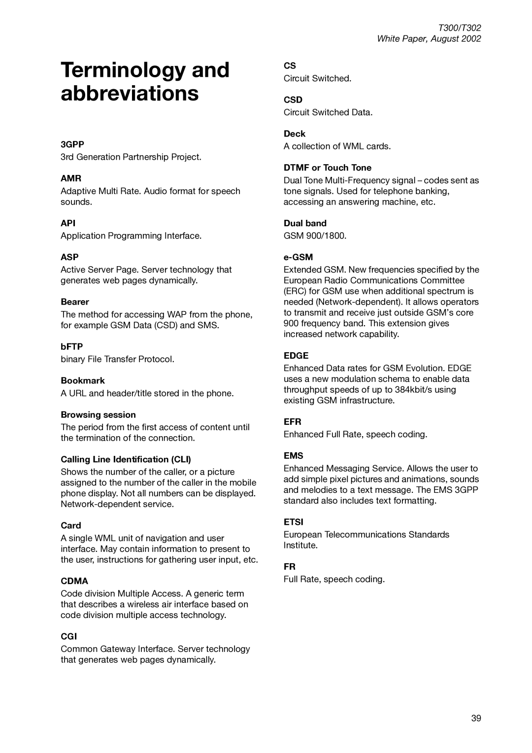 Sony Ericsson T300 manual Terminology and abbreviations 