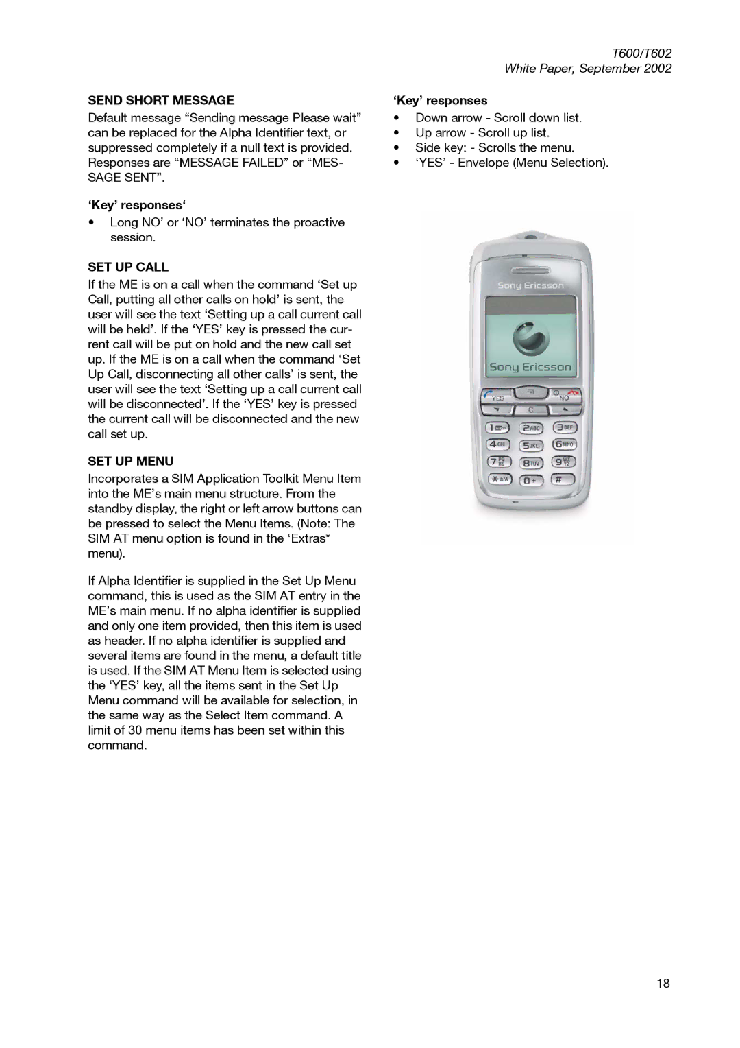 Sony Ericsson T600 manual Send Short Message, SET UP Call, SET UP Menu 