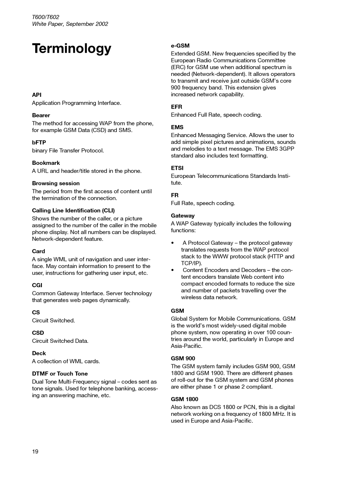 Sony Ericsson T600 manual Terminology 