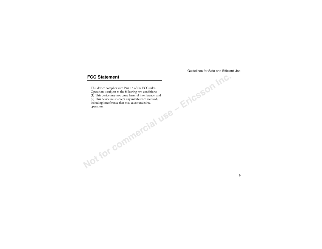 Sony Ericsson T60LX manual FCC Statement, Operation 