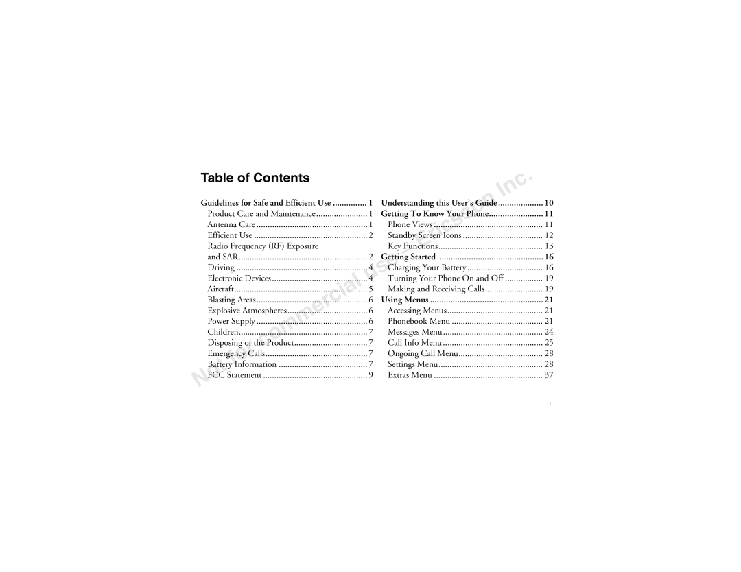 Sony Ericsson T60LX manual Table of Contents 