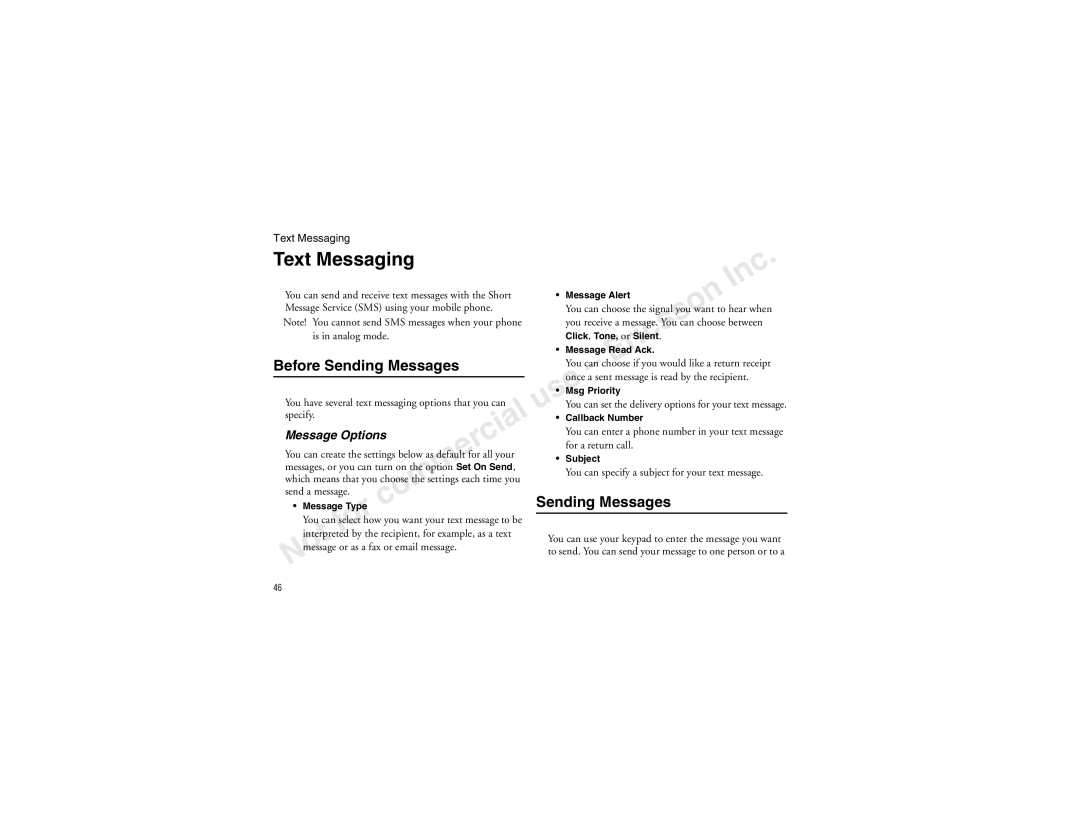 Sony Ericsson T60LX manual Sending Messages, Message Options 