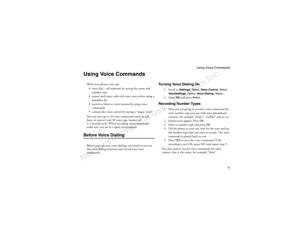 Sony Ericsson T60LX manual Before Voice Dialing, Turning Voice Dialing Onn, Recording Number Types 