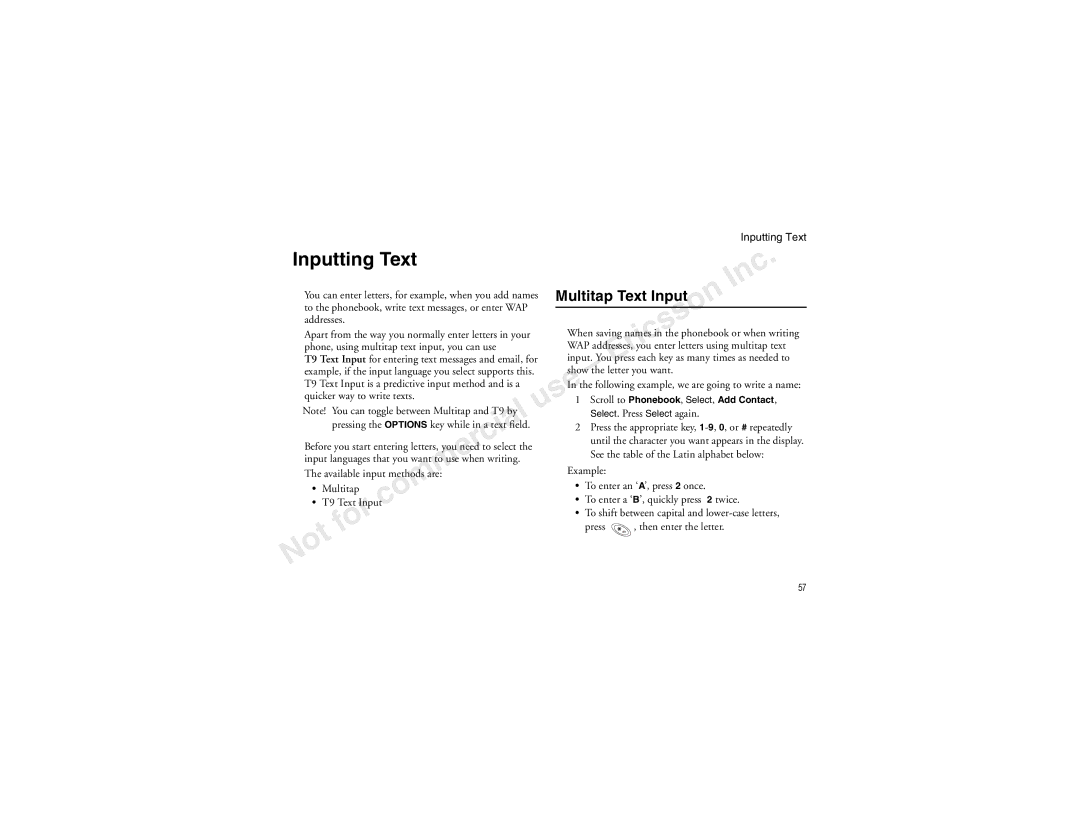 Sony Ericsson T60LX manual Multitap Text Input 