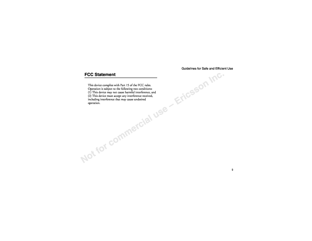 Sony Ericsson T60LX manual FCC Statement, operation 