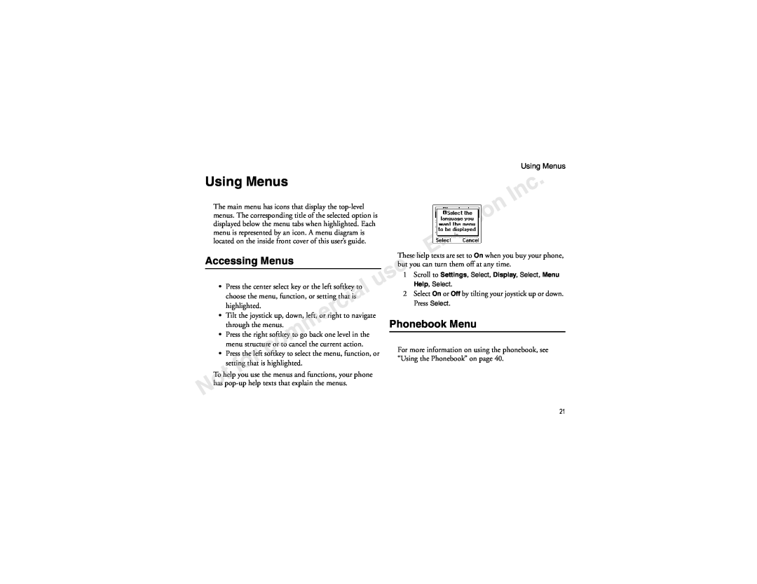 Sony Ericsson T60LX manual Using Menus, Accessing Menus 