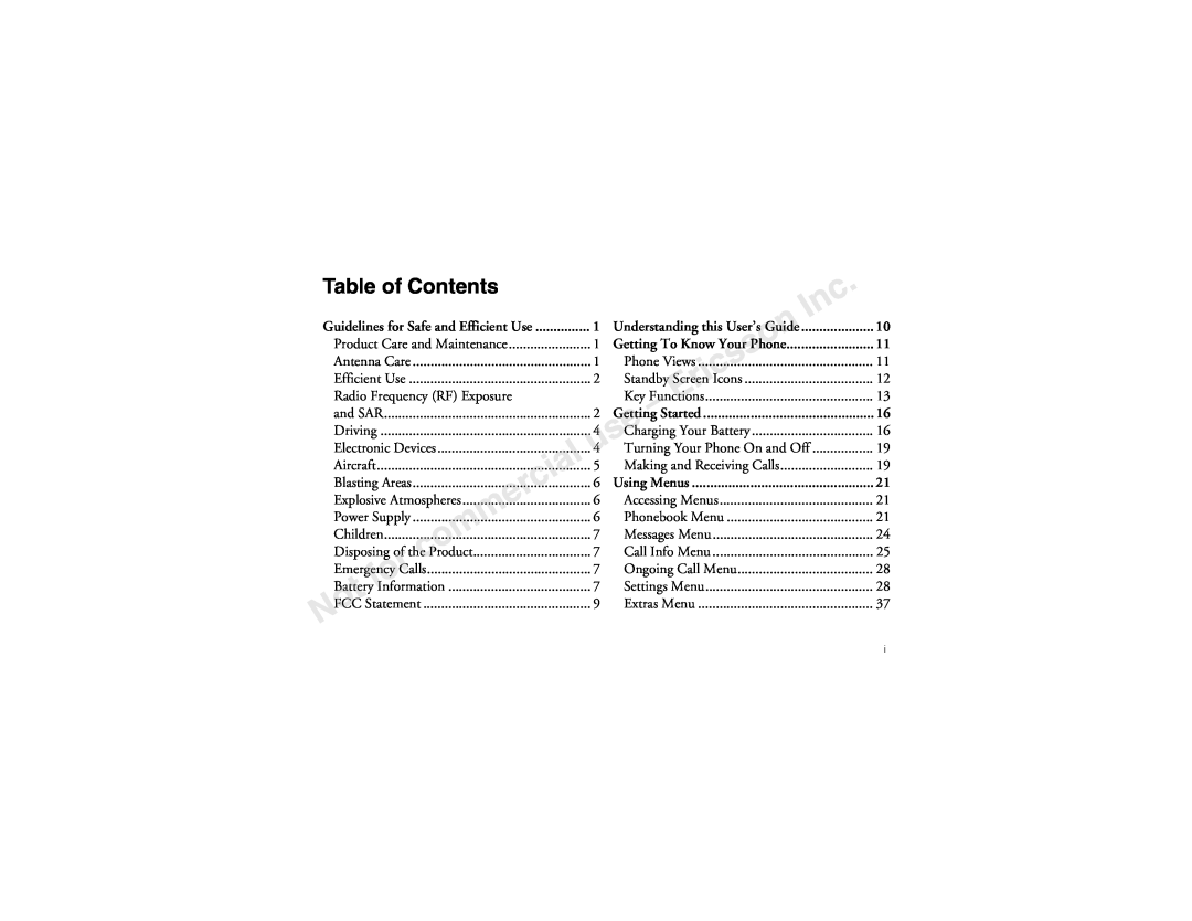Sony Ericsson T60LX manual Table of Contents 