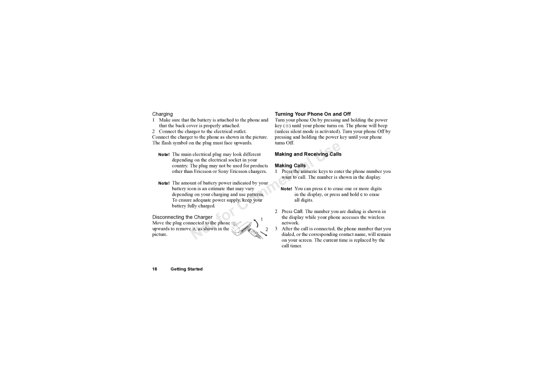 Sony Ericsson T61LX manual Charging, Turning Your Phone On and Off, Making and ReceivingsCalls, Making Callsl 