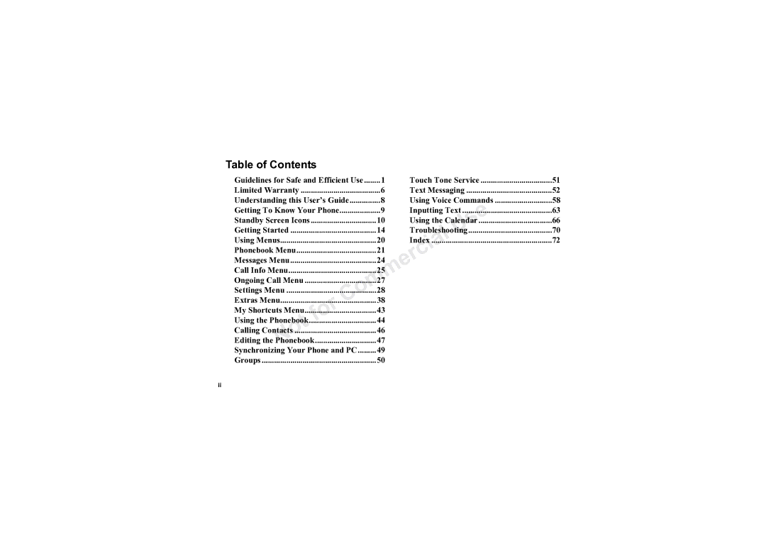 Sony Ericsson T61LX manual Table of Contents 