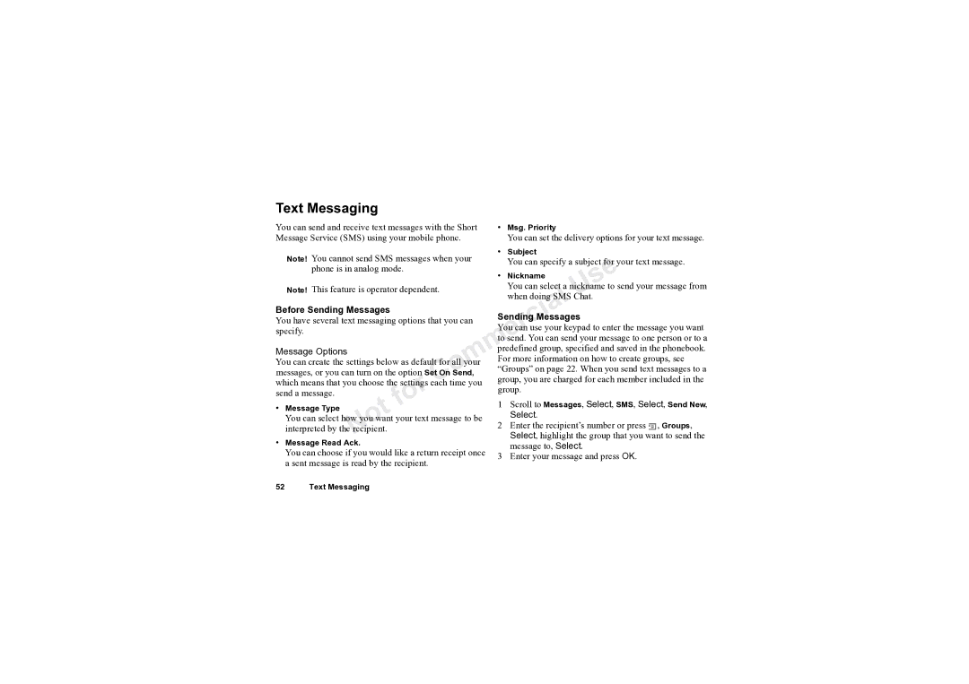 Sony Ericsson T61LX manual Text Messaging, Before Sending Messages, Message Options 