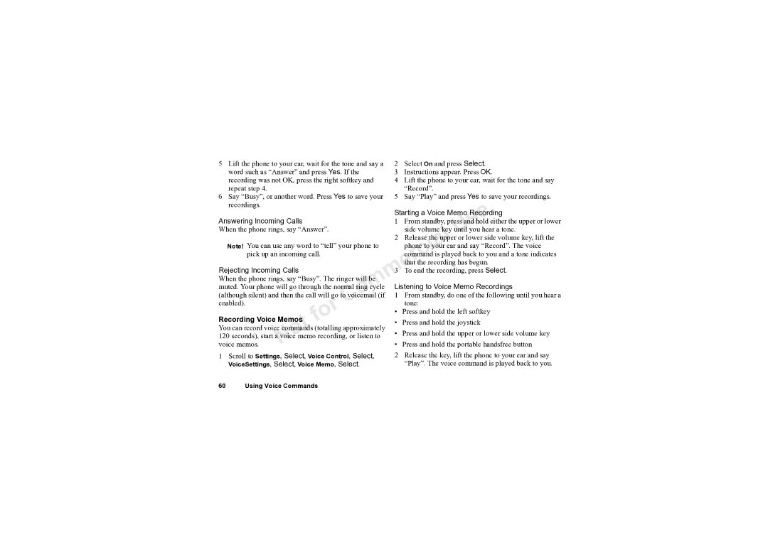 Sony Ericsson T61LX manual Starting a Voice Memo Recording, Answering Incoming Calls, Rejecting Incoming Calls 