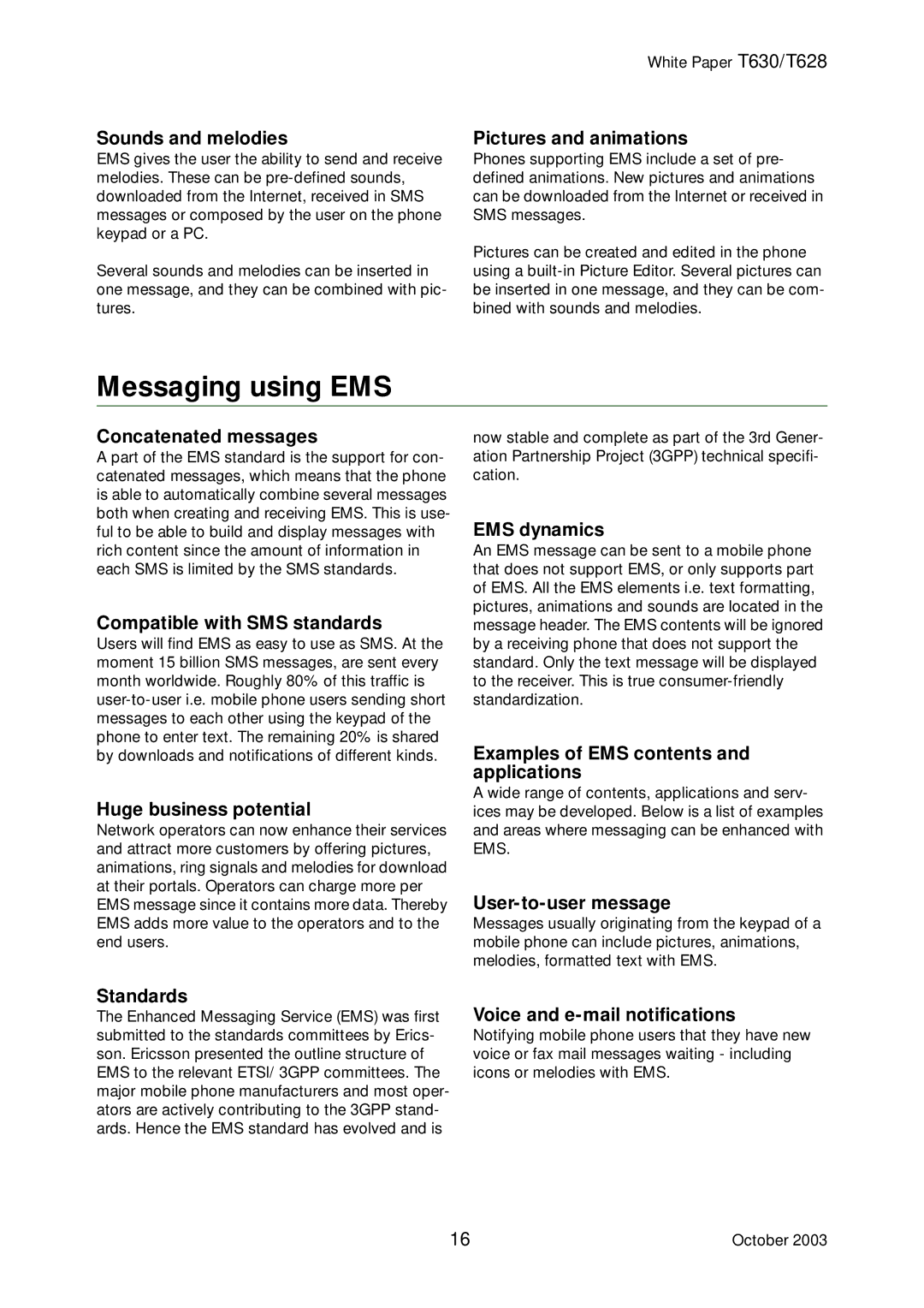 Sony Ericsson T630, T628 manual Messaging using EMS 