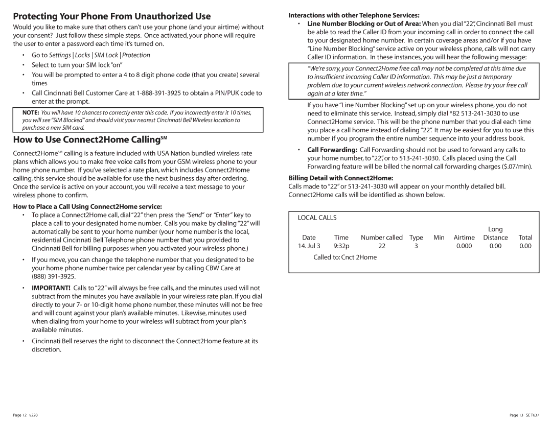 Sony Ericsson T637 manual Protecting Your Phone From Unauthorized Use, How to Use Connect2Home CallingSM 