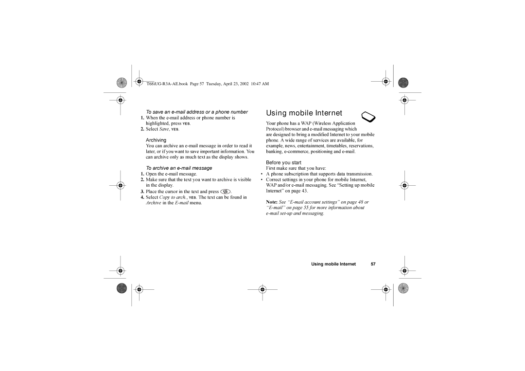 Sony Ericsson T68i warranty Using mobile Internet 