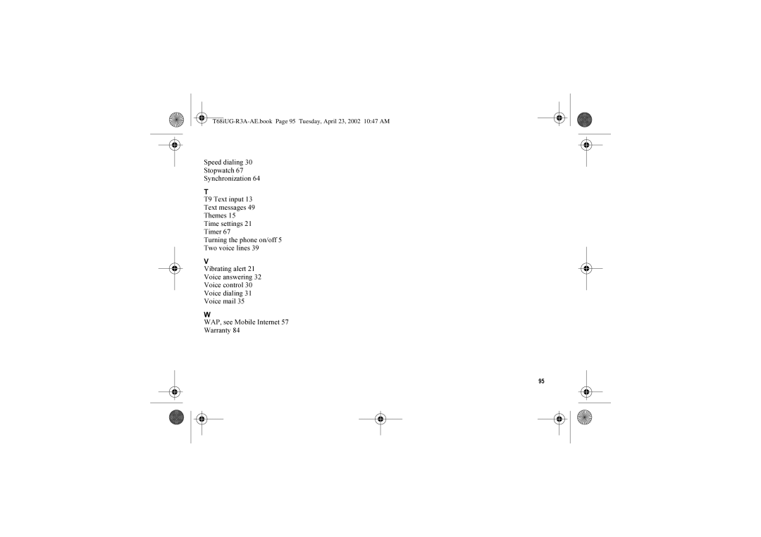 Sony Ericsson warranty T68iUG-R3A-AE.book Page 95 Tuesday, April 23, 2002 1047 AM 