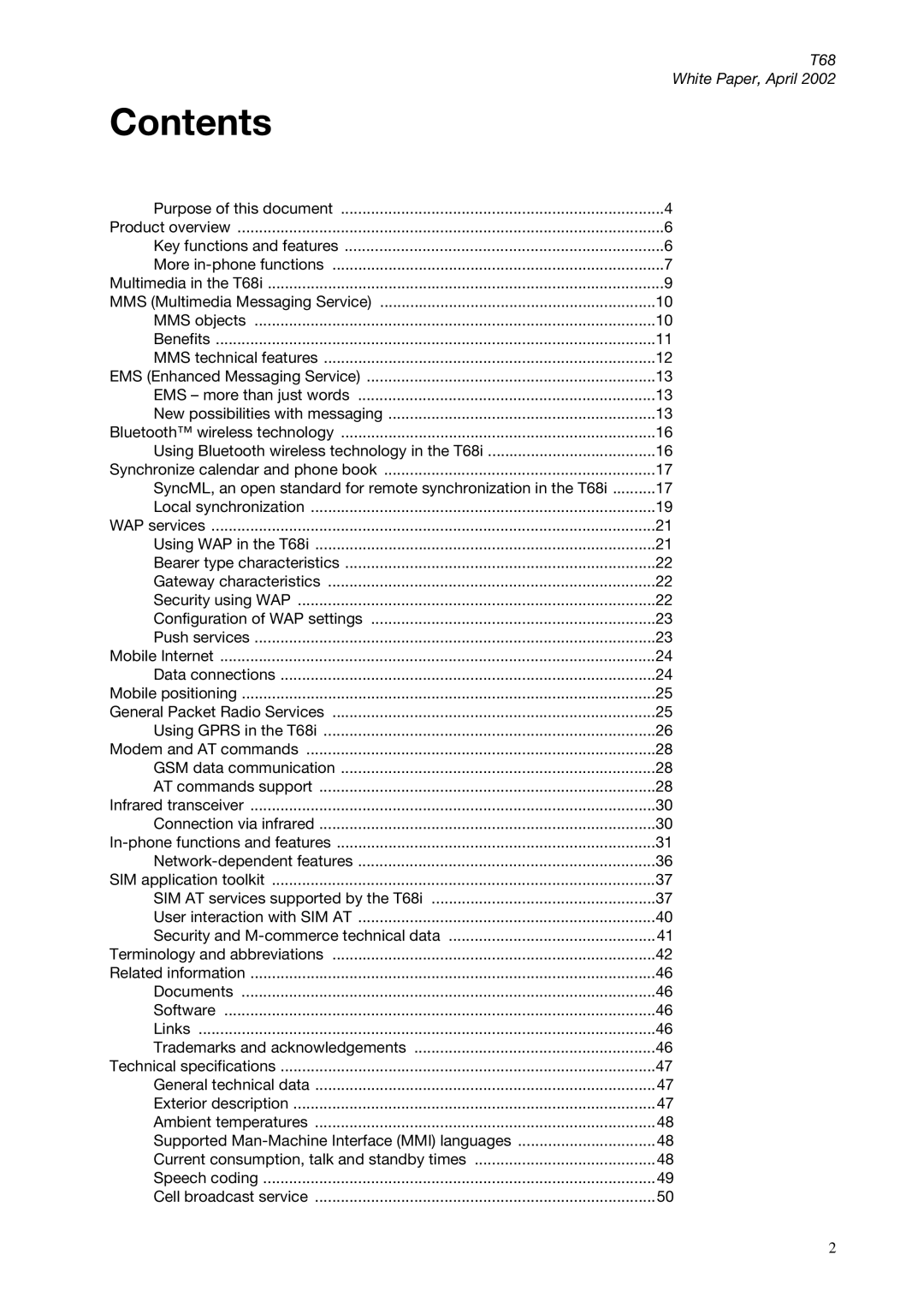 Sony Ericsson T68ie manual Contents 