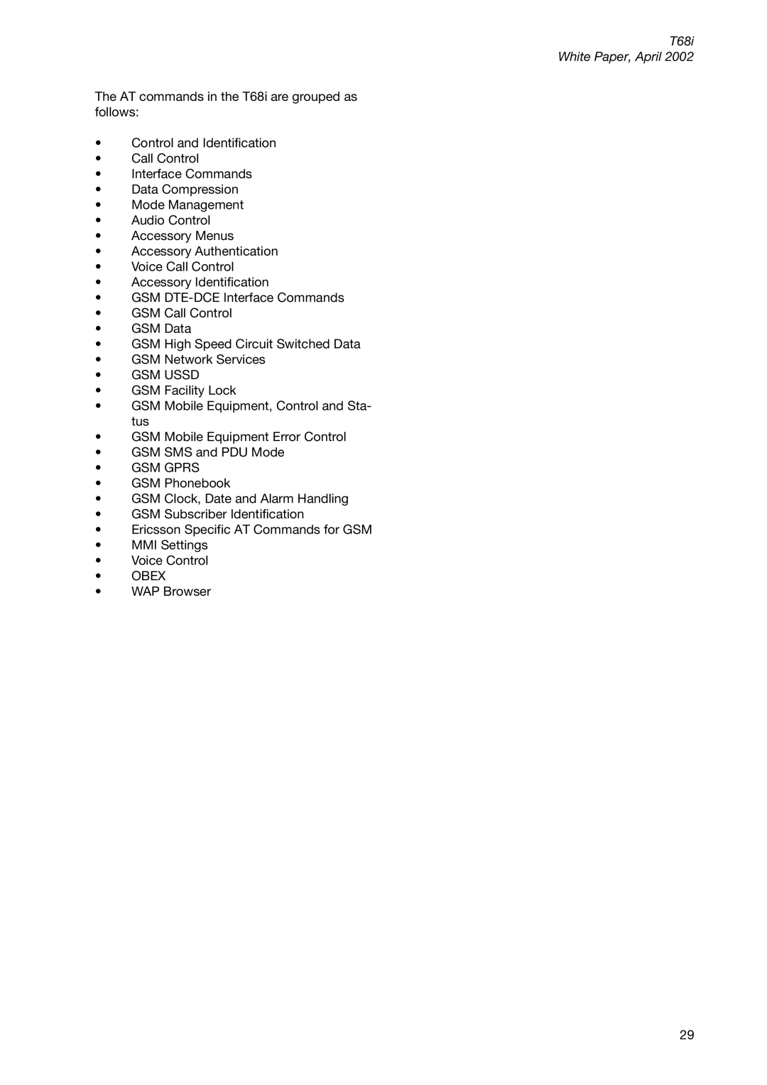 Sony Ericsson T68ie manual GSM Ussd, GSM Gprs, Obex 