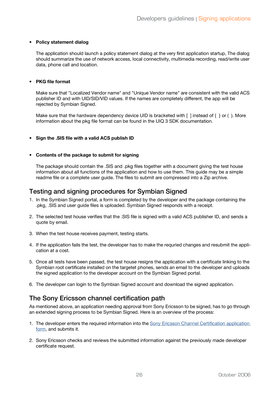 Sony Ericsson UIQ 3 manual Policy statement dialog, PKG file format 