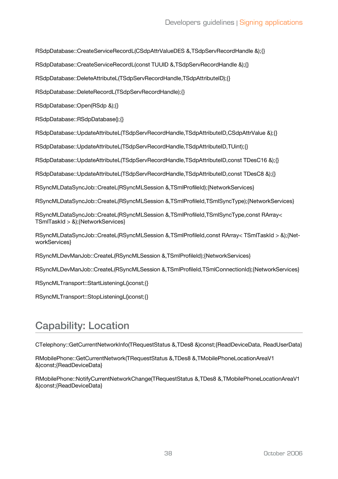 Sony Ericsson UIQ 3 manual Capability Location 