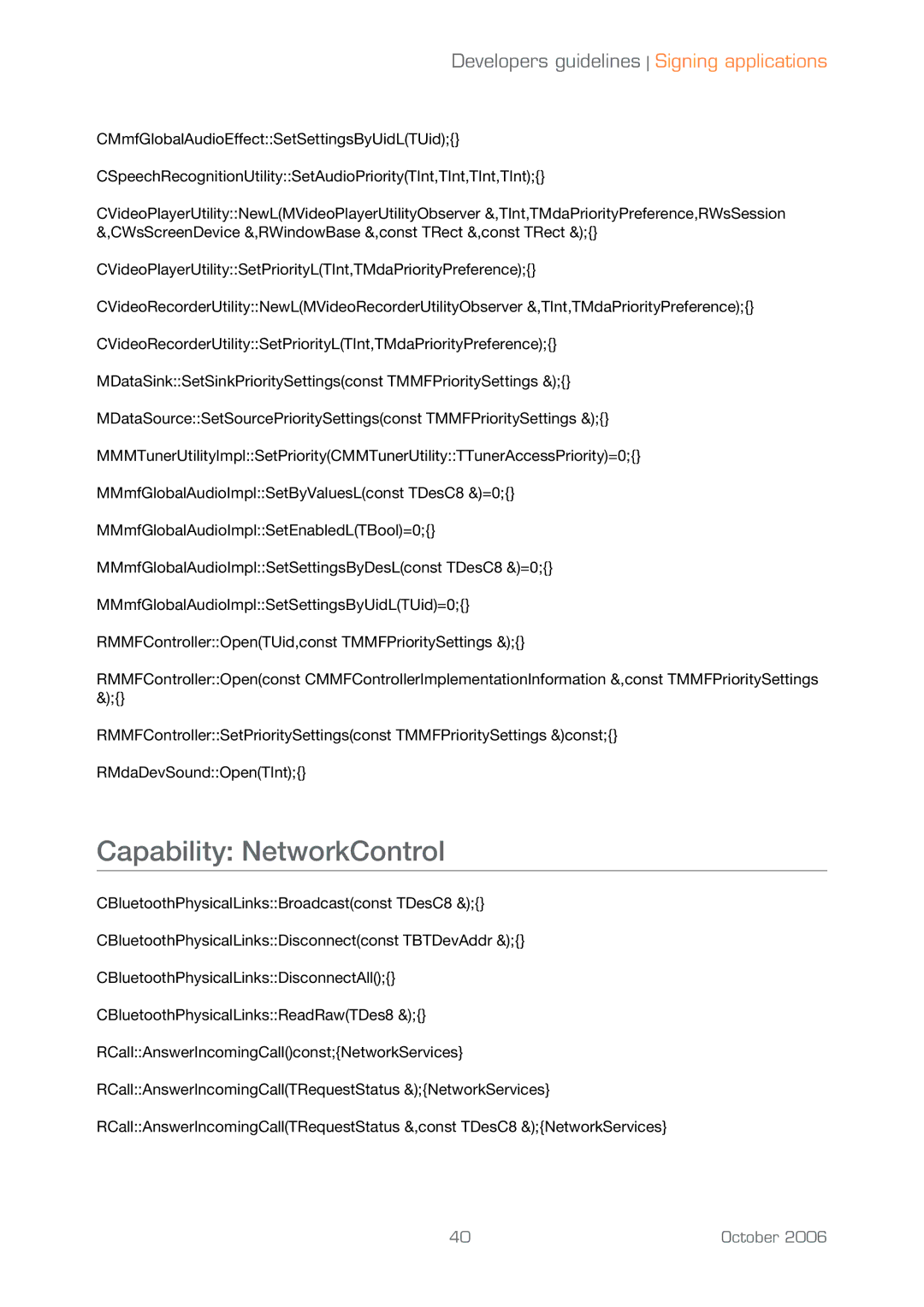 Sony Ericsson UIQ 3 manual Capability NetworkControl 