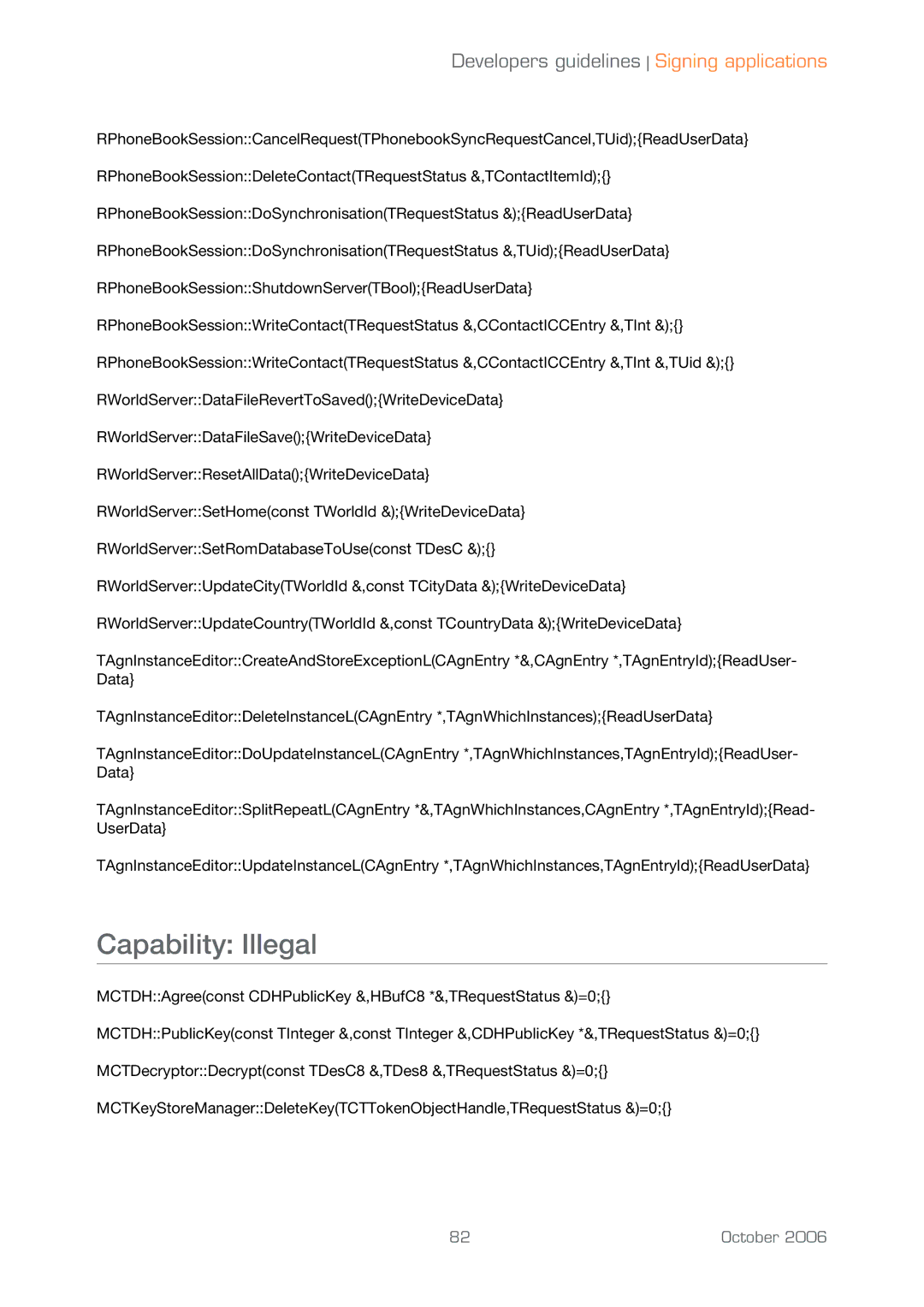 Sony Ericsson UIQ 3 manual Capability Illegal 