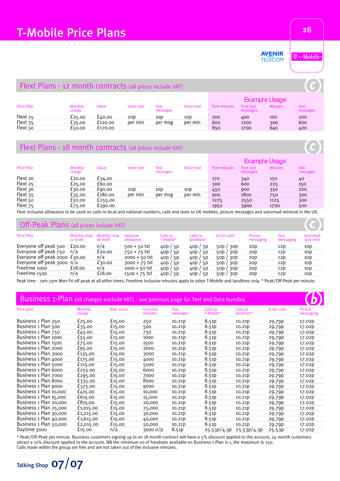 Sony Ericsson W580i manual Mobile Price Plans, Flext Plans 12 month contracts all prices include VAT 