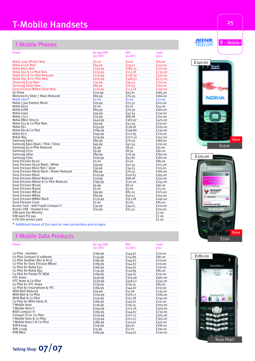 Sony Ericsson W580i T-Mobile Handsets, T-Mobile Phones, T-Mobile Data Products, Talking Shop 07/07, New 6120c, New E740 