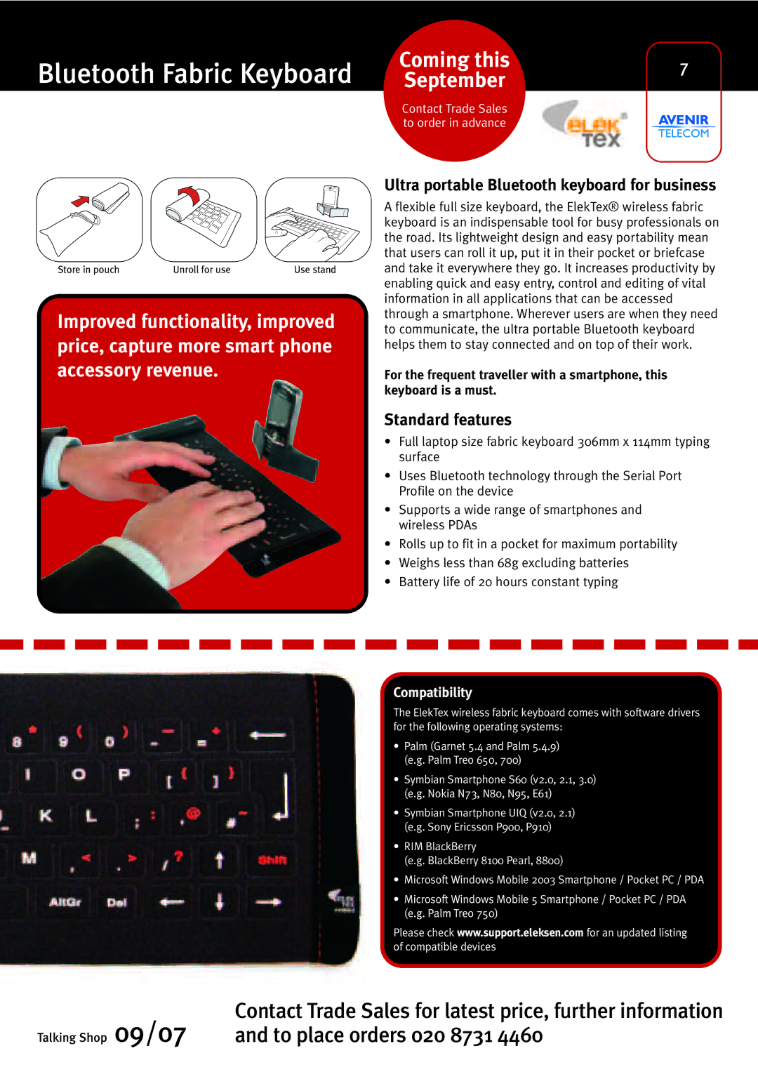 Sony Ericsson W880i manual Bluetooth Fabric Keyboard, Coming this 