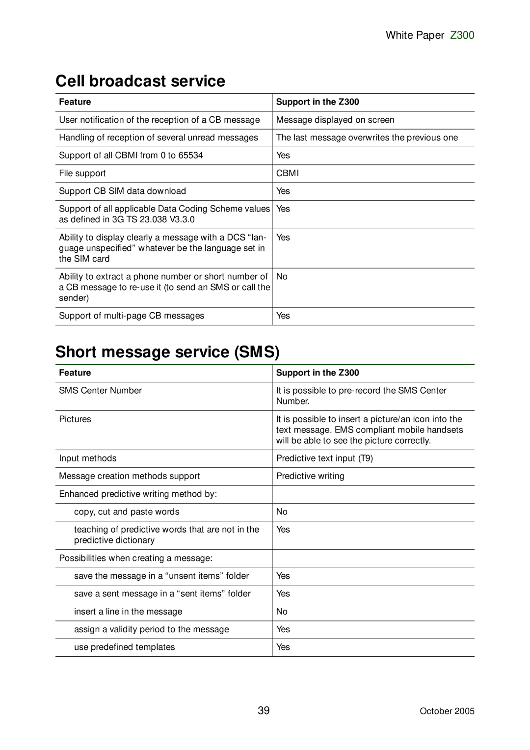 Sony Ericsson Z300 manual Cell broadcast service, Short message service SMS, Cbmi 