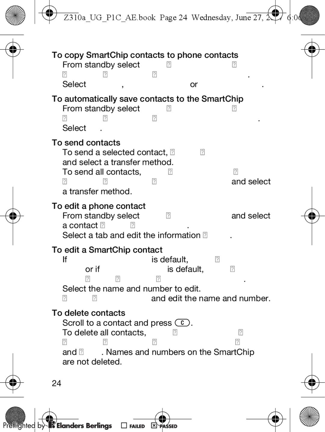 Sony Ericsson manual Z310aUGP1CAE.book Page 24 Wednesday, June 27 