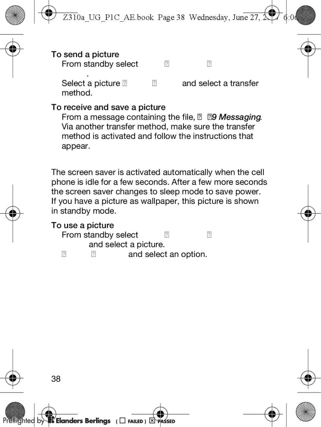 Sony Ericsson manual Screen saver and wallpaper, Z310aUGP1CAE.book Page 38 Wednesday, June 27, Album 