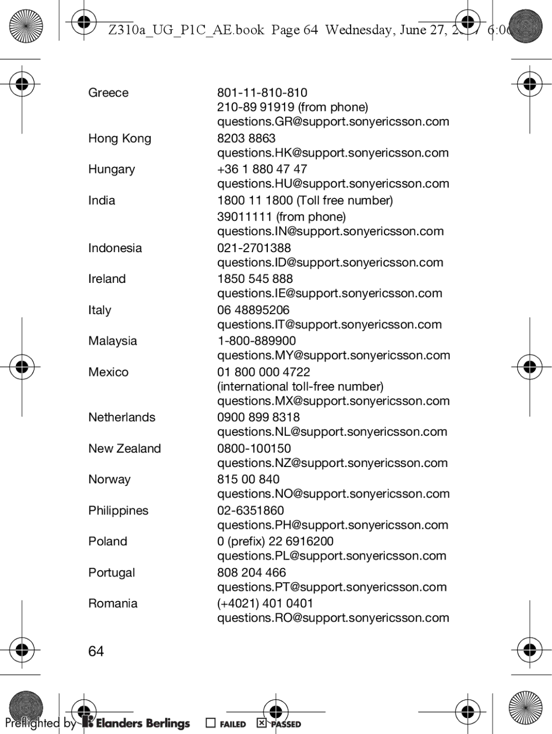 Sony Ericsson manual Z310aUGP1CAE.book Page 64 Wednesday, June 27 