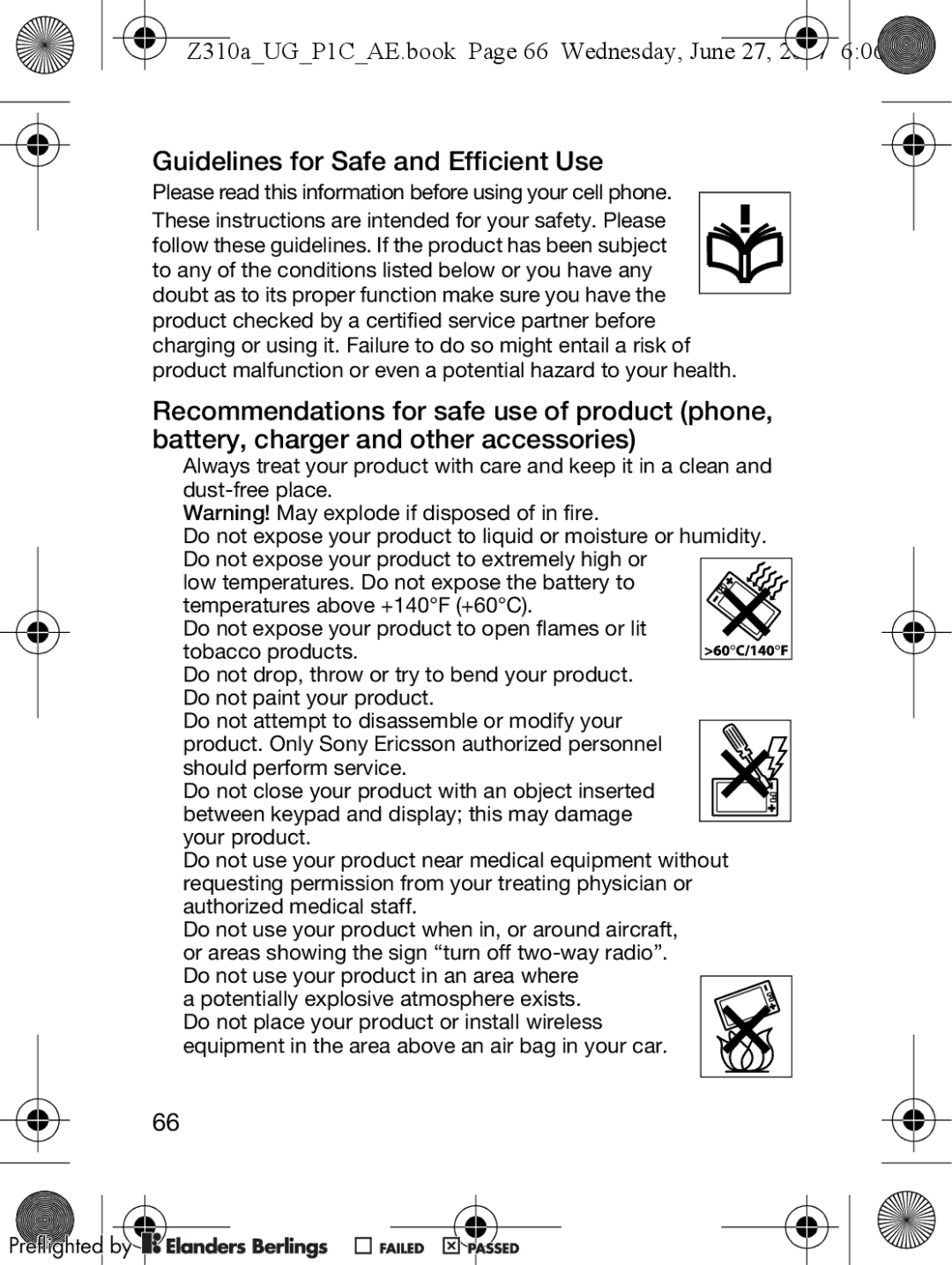 Sony Ericsson manual Z310aUGP1CAE.book Page 66 Wednesday, June 27 