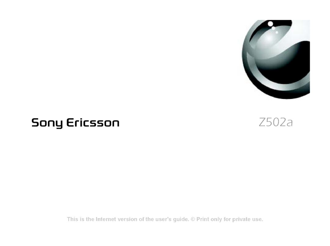 Sony Ericsson Z502a manual 