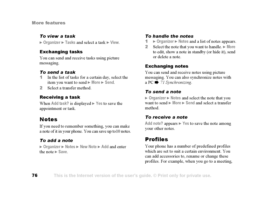 Sony Ericsson Z502a manual Profiles 