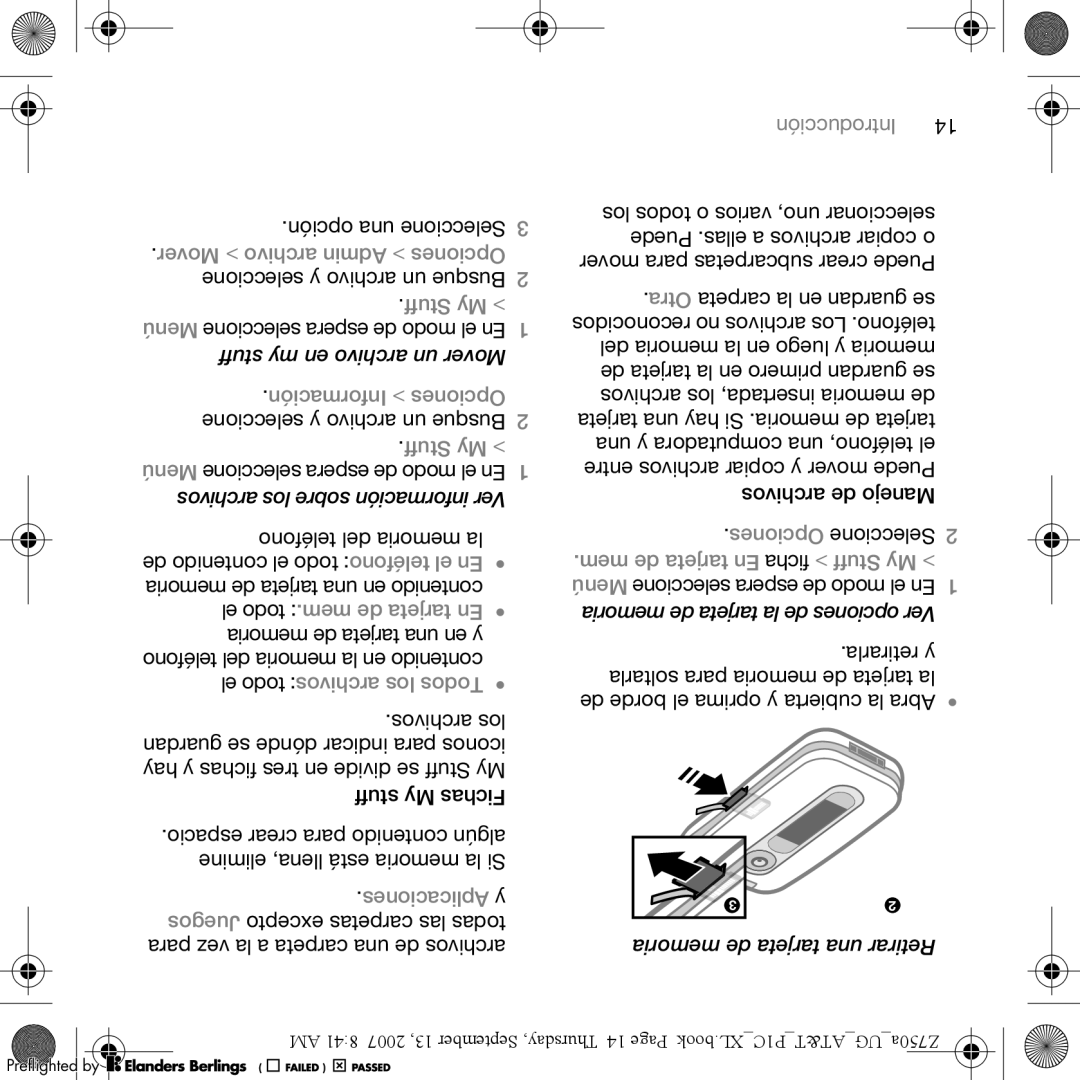 Sony Ericsson Z750a manual Mover archivo Admin Opciones, Mem de tarjeta En ficha Stuff My, El todo .mem de tarjeta En 