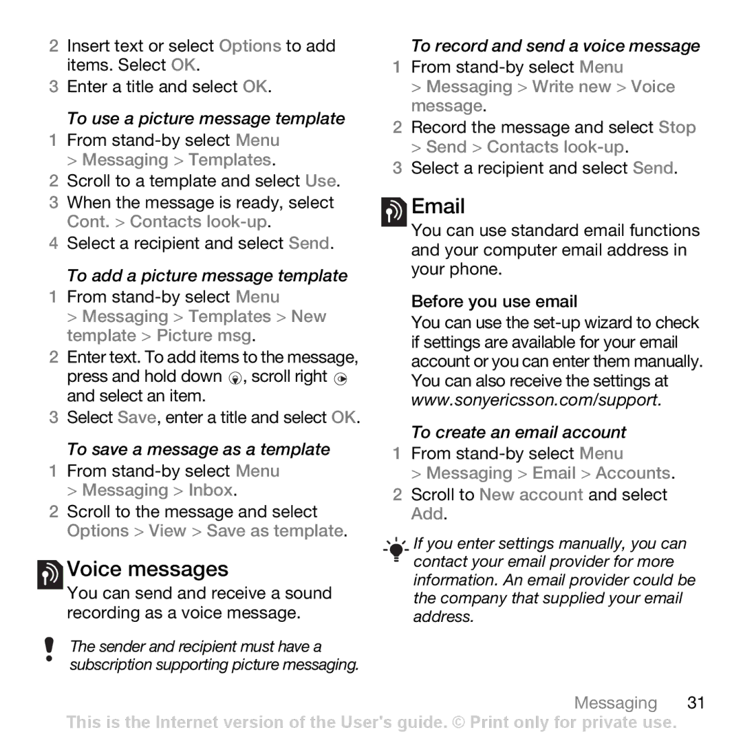 Sony Ericsson Z750i manual When the message is ready, select Cont. Contacts look-up, Your computer email address 