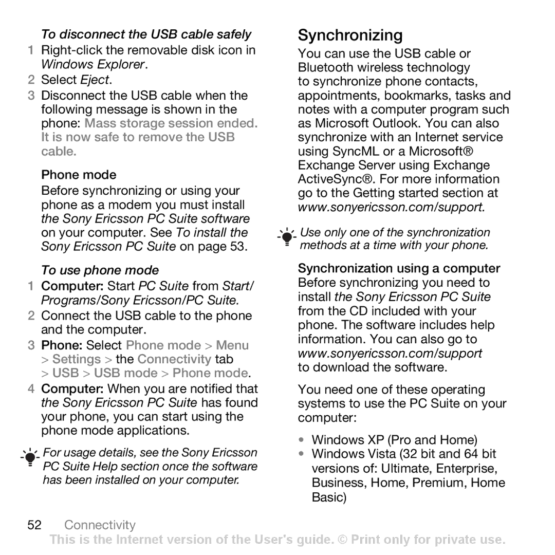 Sony Ericsson Z750i manual Synchronizing 