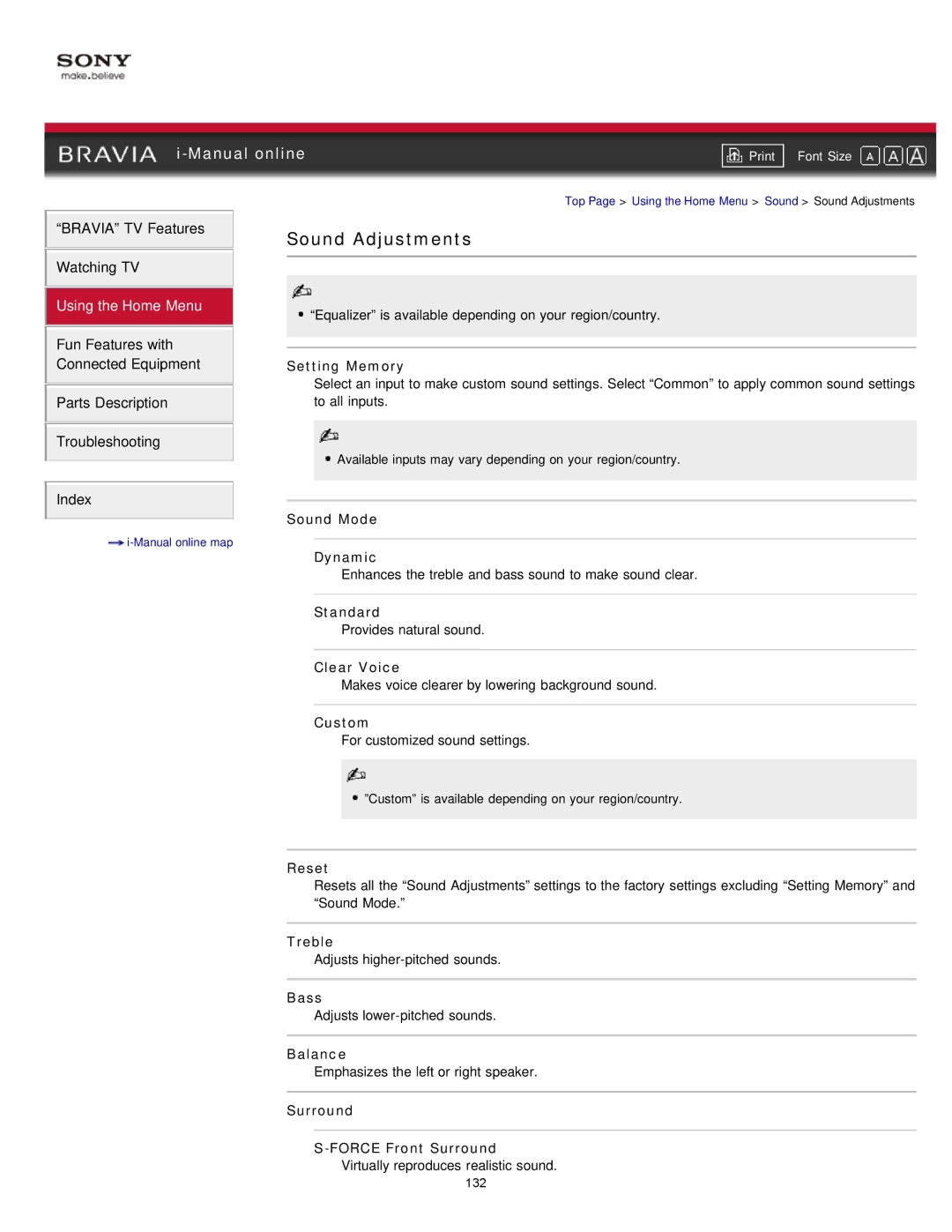 Sony EX71x manual Sound Adjustments 