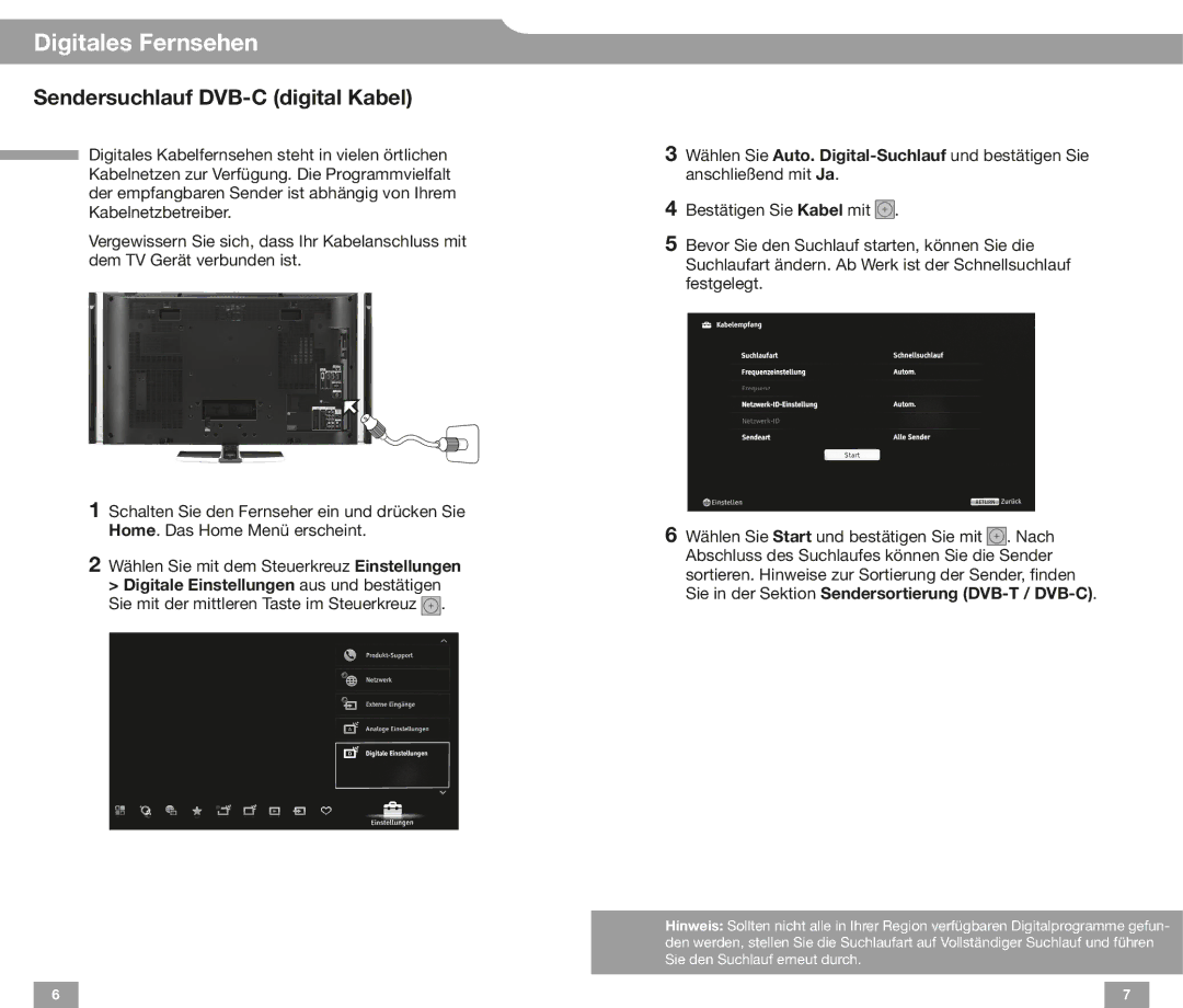 Sony NX72 HX72, EX72, EX52, CX52 EX32, EX42, HX82, HX92 manual Sendersuchlauf DVB-C digital Kabel 