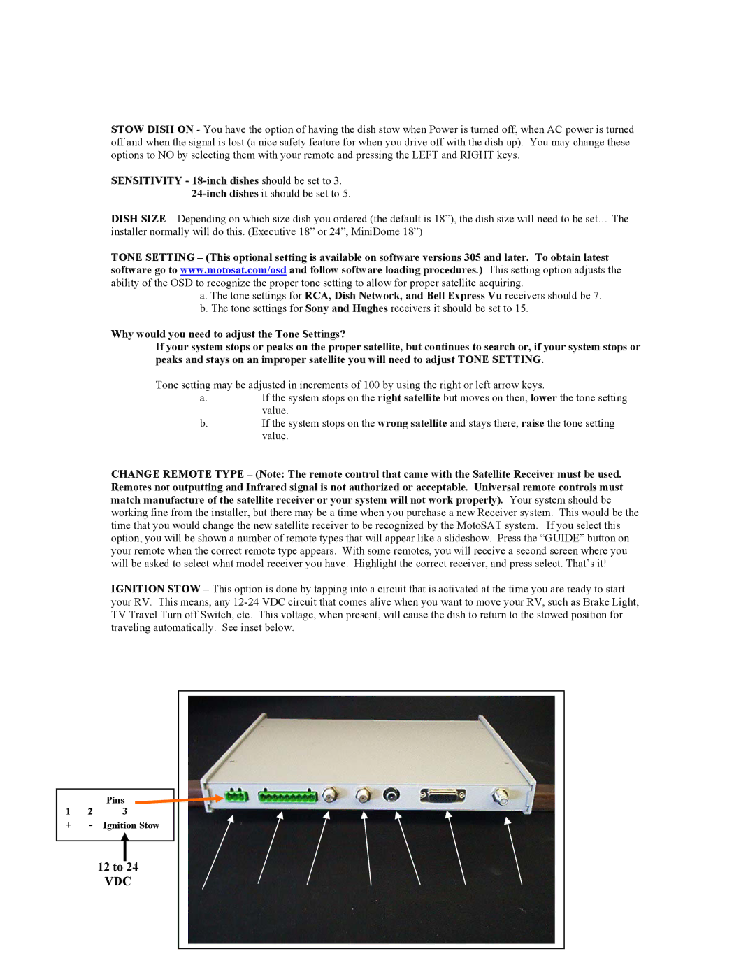 Sony EXECUTIVE / MiniDome OSD user manual Vdc 