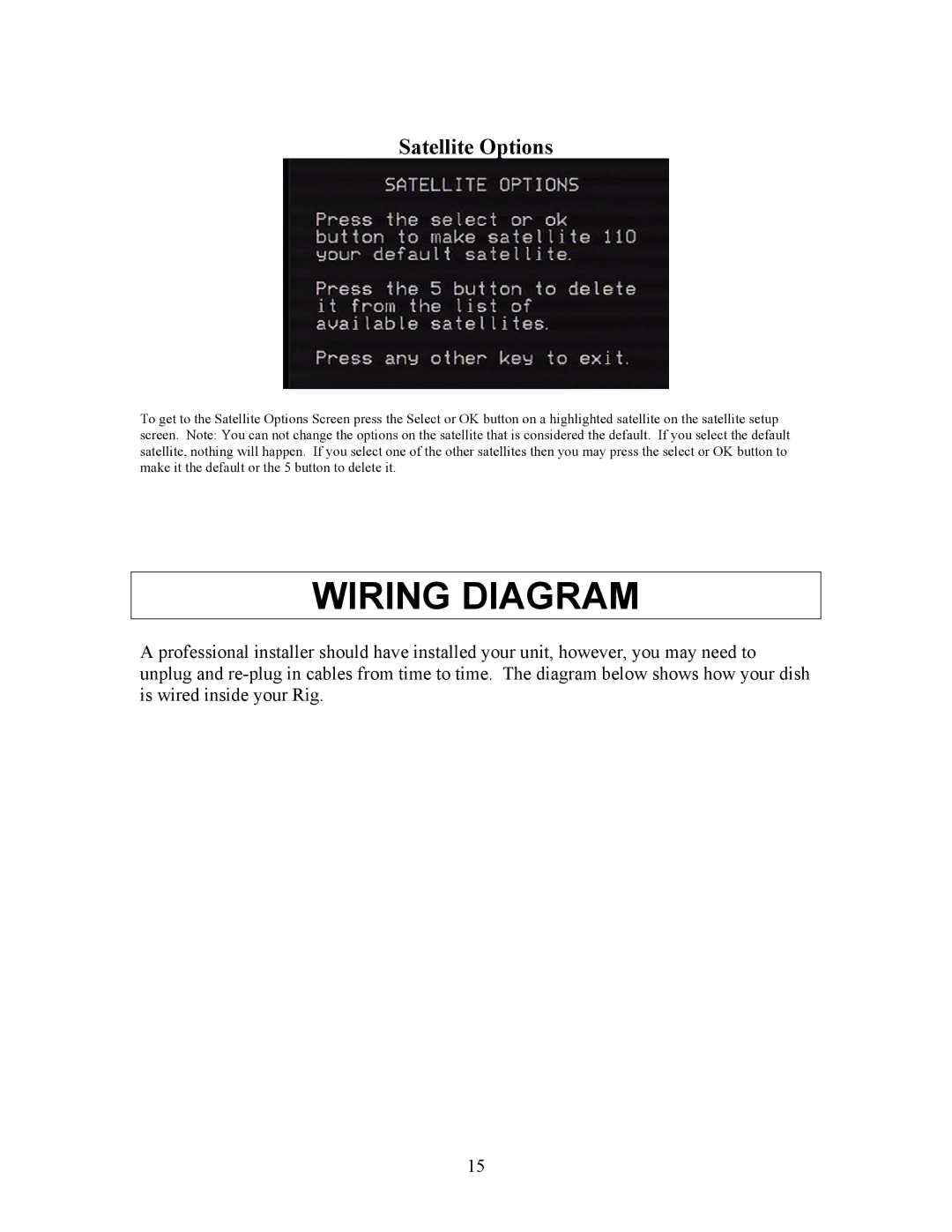 Sony EXECUTIVE / MiniDome OSD user manual Wiring Diagram, Satellite Options 