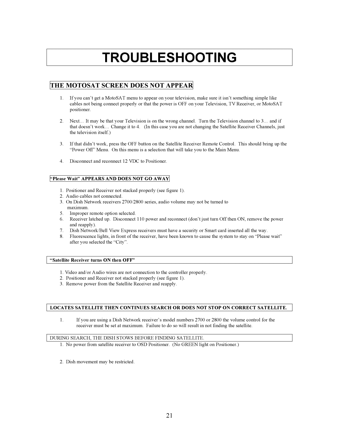 Sony EXECUTIVE / MiniDome OSD user manual Troubleshooting 