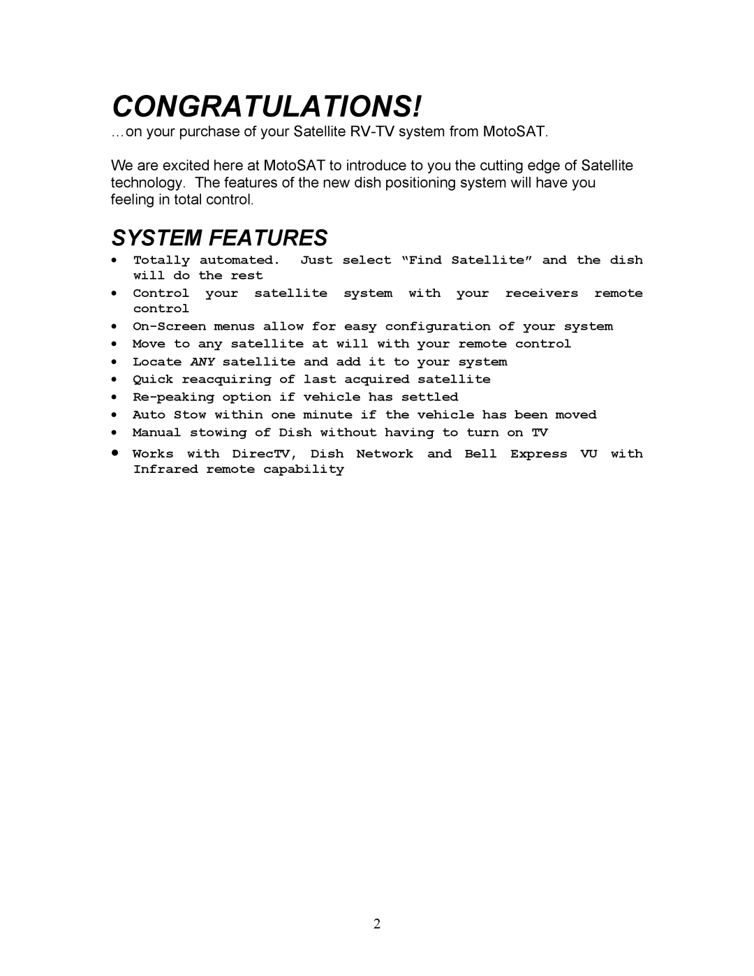 Sony EXECUTIVE / MiniDome OSD user manual Congratulations 